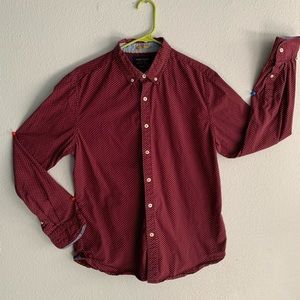 Red with white polka dot dress shirt